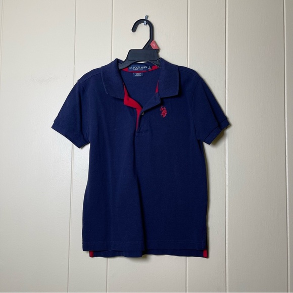 U.S. Polo Assn. Boys Bold Red and Blue Polo Shirt size 6-7 set of two - Picture 3 of 5
